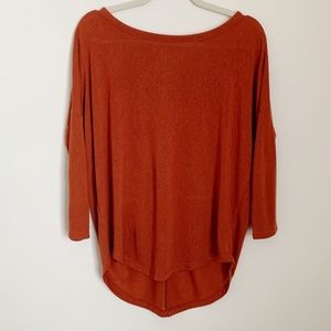 Loft Rust Drop Shoulder High-Low Hem Sweater S